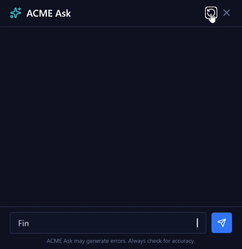 AI Agent user experience mockup - ACME Ask chatbot interface